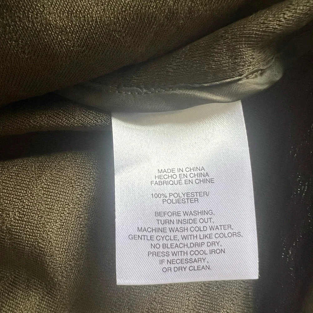 Jones New York Olive Quilted Jacket with Faux Leather Pockets Size Large Classic